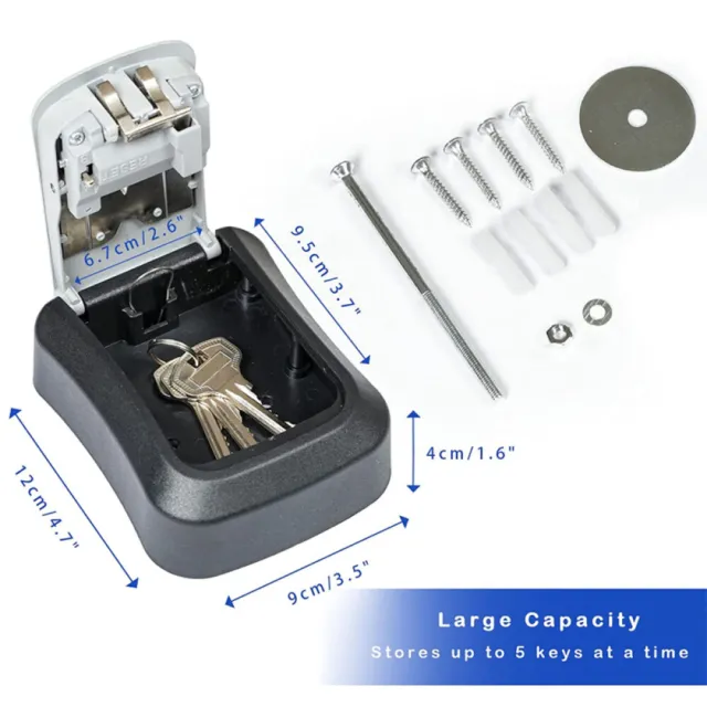Wall Mount Key Safe, Storage 4 Digit Key Safe Outdoor Security Key Lock Box UK
