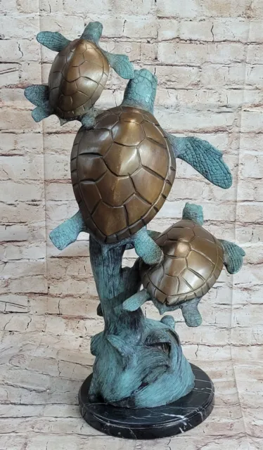 Monumental Original Obra de Arte “Tortuga Danza ” Sn Bronce Escultura Estatua