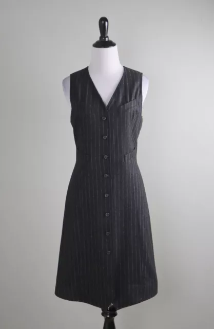 RALPH LAUREN Blue Label Collection Vintage Pin Striped Vest Dress Size 4