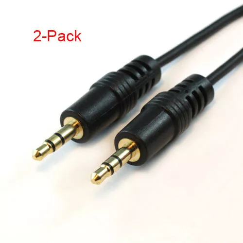 Pack de 2 cordons audio auxiliaires stéréo AUX pour iPod, iPhone, iPad, MP3, CD