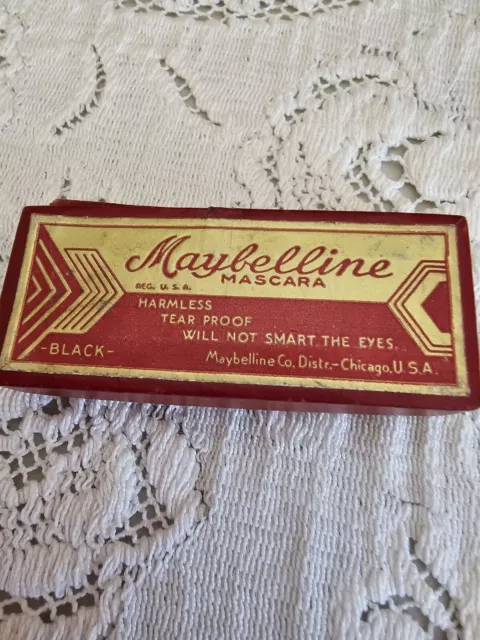 VTG 1930's MAYBELLINE CAKE MASCARA & BRUSH ORIG BOX "RARE" EXCELLENT CONDITION