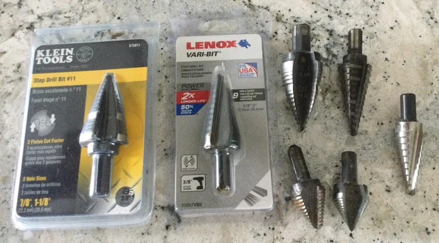Klein Tools KTSB11 Double Fluted Step Drill Bit, Lenox New, 5 used lot