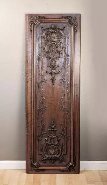 55" Tall Hand Carved French Antique Renaissance Walnut Wood Panel/Door