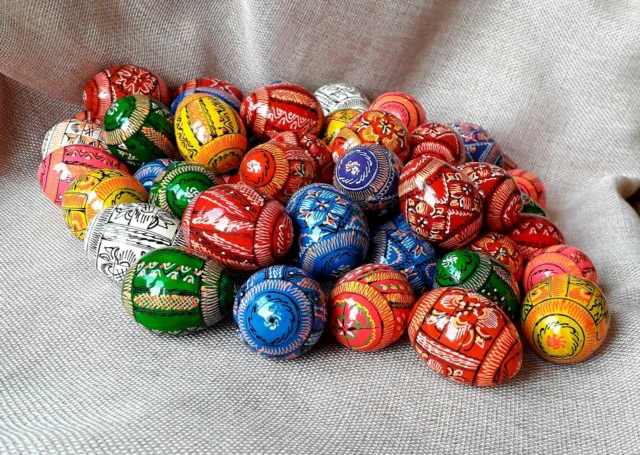 5er Set Holz Ostereier handgemachte ukrainische Pysanky Pysanka Easter Eggs 1,8"