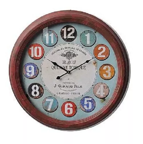 Extra Large Glass Front Retro Shabby Chic Wall Clock 62cm Diameter (24" +) 7930