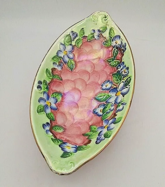 Maling 1950s Pink Lustre Oval plate Floral Thumb print Salad / Fruit dish 26cm