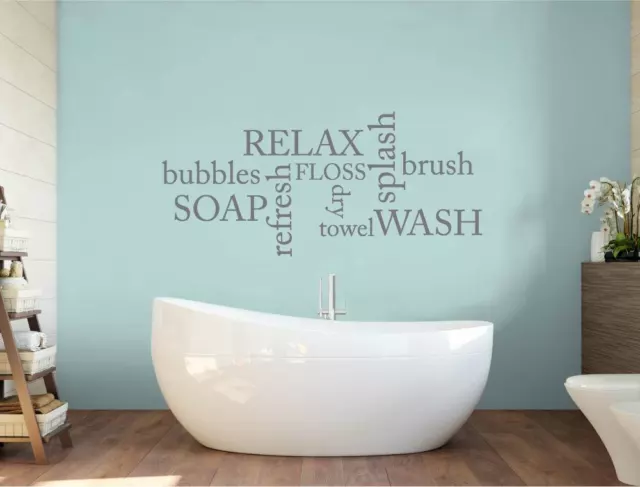 Bathroom Words Wall Sticker | Bathroom Wall Decals | Bathroom Wall Art Quote