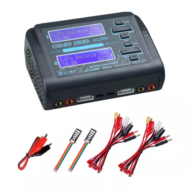 HTRC C240 Duo Lipo Balance Charger Dual Channel AC/150W DC/240W 10A RC Batteriel