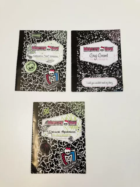 Lot 3 Monster High Diaries Gigi Grant Deuce Gorgon Gillington Gil Webber