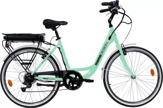 Momo Bicicletta elettrica con pedalata assistita E-Bike Bici verde Ferrara