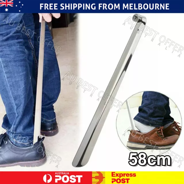 58cm Long Handle Shoehorn Stainless Steel Shoe Horn Lifter Tool AU