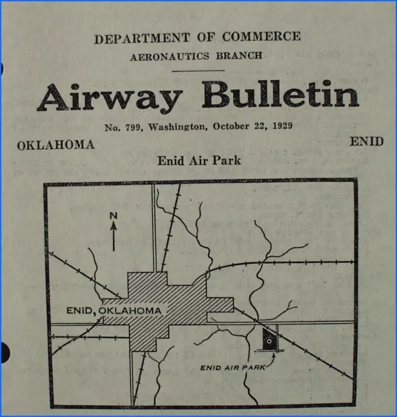 AIRWAY BULLETIN No. 799 ENID AIR PARK, ENID, OKLAHOMA, 1929, DEPT. OF COMMERCE 2