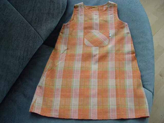 Jako-O Kleid Gr. 86 orange kariert mit hellgrünen Streifen und dünnen Goldfäden