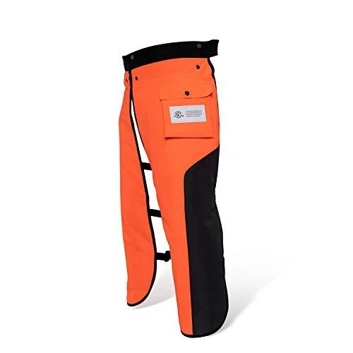 Delantal envolvente para motosierra de 8 capas para tamaño mediano: 36""-38"" naranja y negro