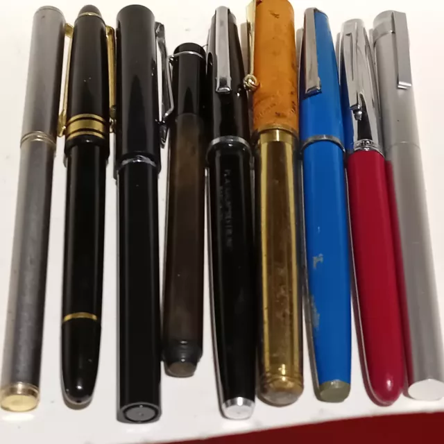 Job Lot Vintage 9 Fountain Pens Cartridge pens  Various Makes