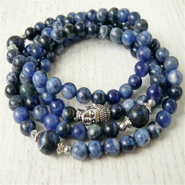 6mm Sodalite 108 Beads Mala Buddhist Bracelet Necklace Cuff Hot Healing Handmade
