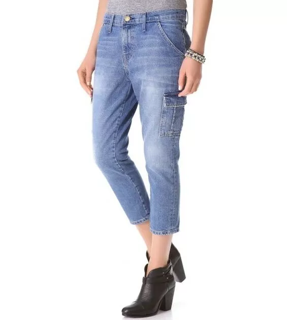Current/Elliott Womens Cotton The Skinny Boyfriend Cargo Jeans Blue Size 27