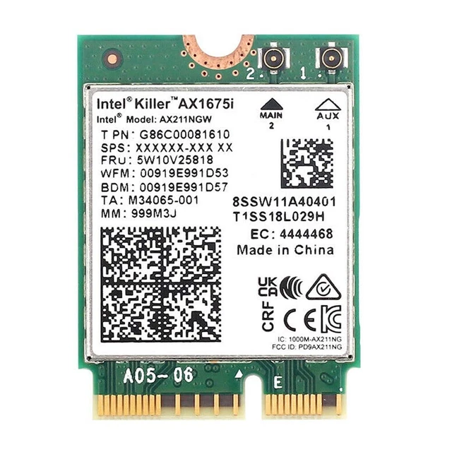INTEL KILLER WI-FI 6E AX1675i Wireless Network BT Adapter AX211NGW M.2 ...