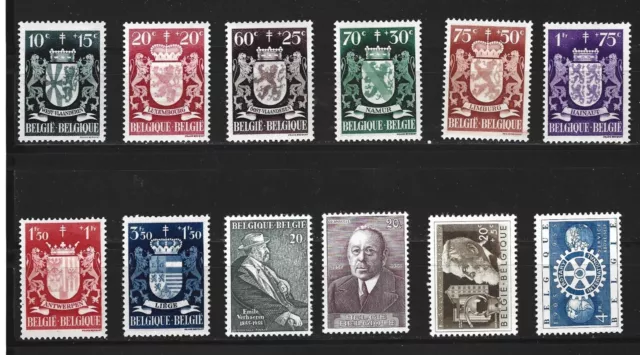 Lot de 12 timbres de Belgique neufs XX Année 1945/50 voir descriptif