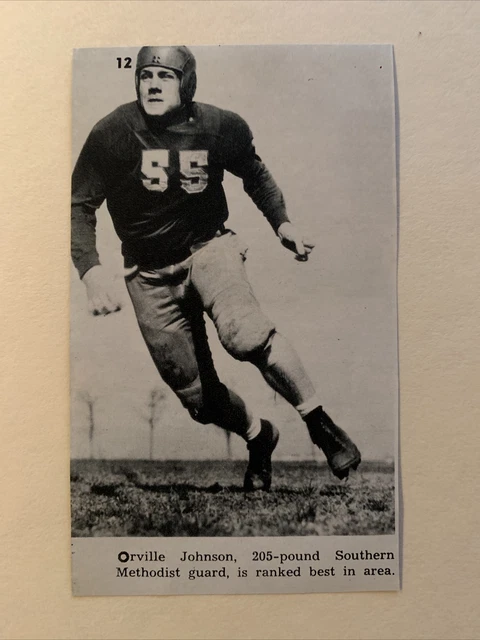 ORVILLE JOHNSON SMU Mustangs 1942 S&S Football Pictorial CO Panel £12.