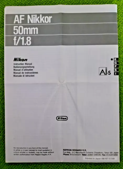 Nikon AF Nikkor 50mm f/1,8 Bedienungsanleitung