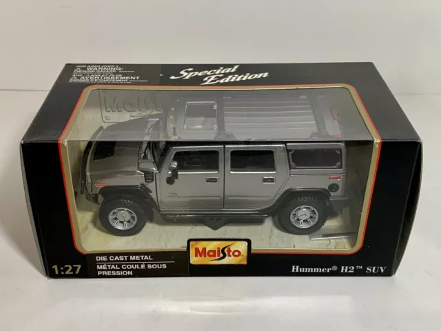 Maisto 1:27 Hummer H2 SUV special edition die cast metal model silver gray grey