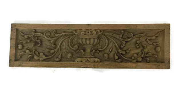Antique French hand Carved Wooden Door Panel Pediment Reclaimed Architectural Fl