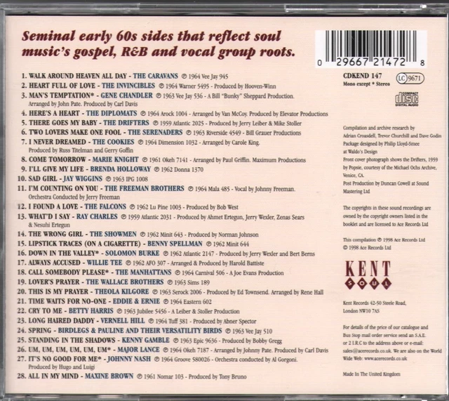 VARIOUS ARTISTS NAISSANCE De L'Âme (Volume Deux) CD UK Kent Soul 1998 ...