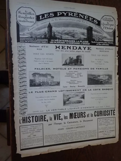 PYRENEES HENDAYE publicité papier ILLUSTRATION 1926