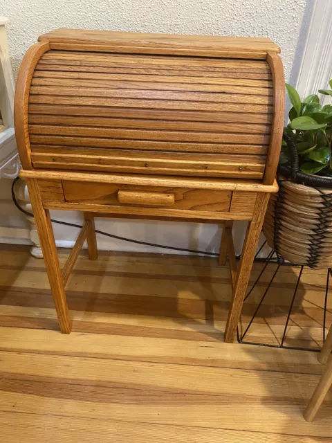 antique childs roll top desk Oak 2