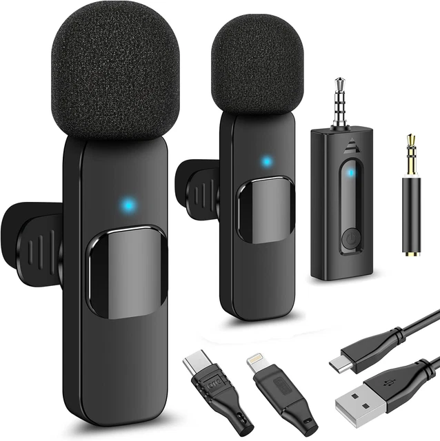 WIRELESS LAVALIER MICROPHONE For Phone Android iPhone Vlog Live Stream