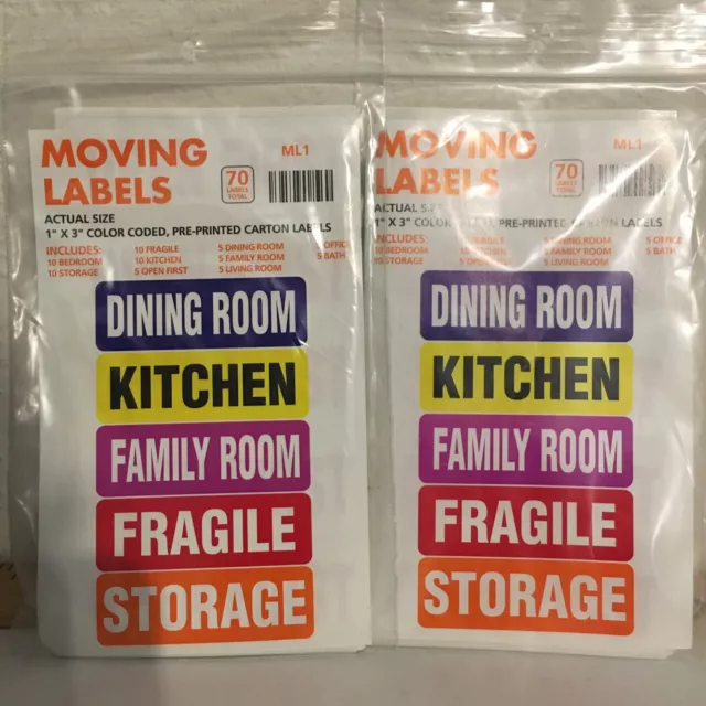 Moving Labels (2) PACKS - NEW 140 Labels Total