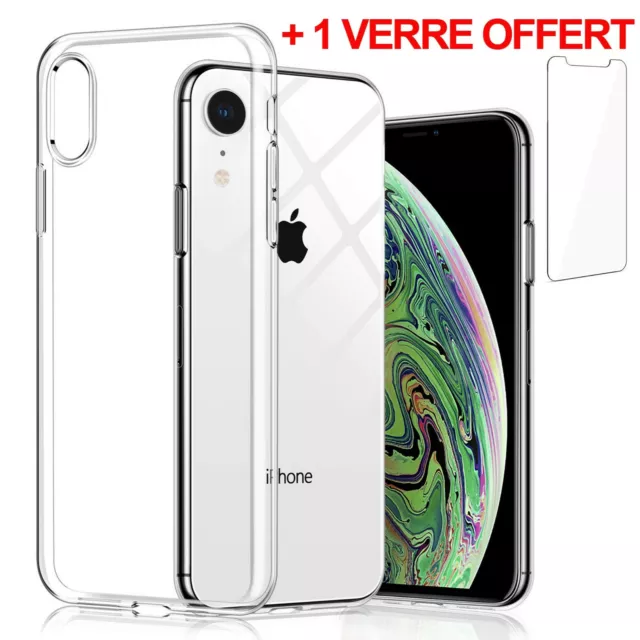 PROTECTION VITRE VERRE TREMPE COQUE HOUSSE ETUI TPU GEL POUR IPHONE 6 7 8 XS Max