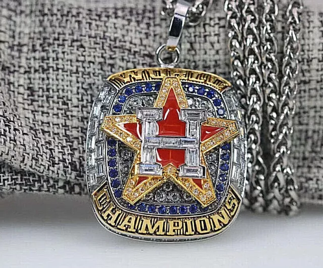 Necklace 2022 Houston Astros World Series Champions Fan Pendant Silver Chain 17"