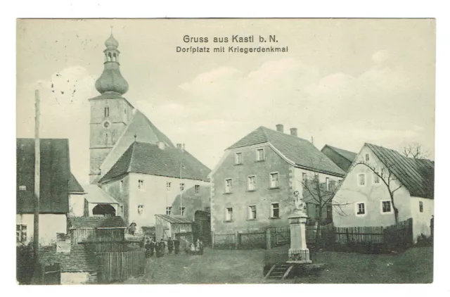 AK Kastl Nürnberg Dorfplatz Kriegerdenkmal Amberg Sulzbach Bayern Oberpfalz 1938