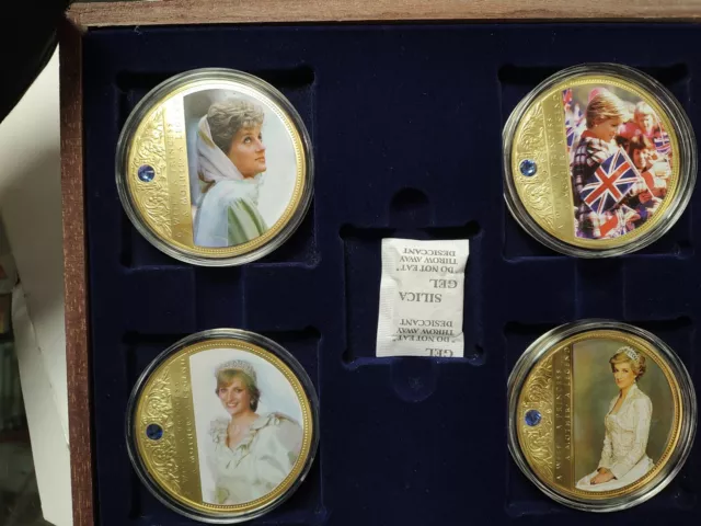 American Mint Portraits of a Princess Diana 4 Medallions set Layered in 24K Gold