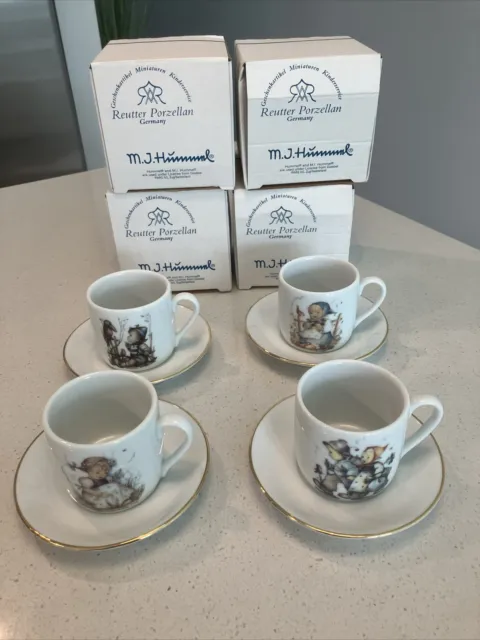 MJ Hummel Porcelain 1 Cup/Saucer Reutter Porzellan Germany 4 Pack