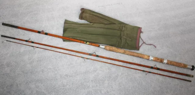 VINTAGE SPLIT CANE BLACK SEAL 3 PART 11ft 3 inch COARSE FISHING ROD & CLOTH  BAG £35.00 - PicClick UK