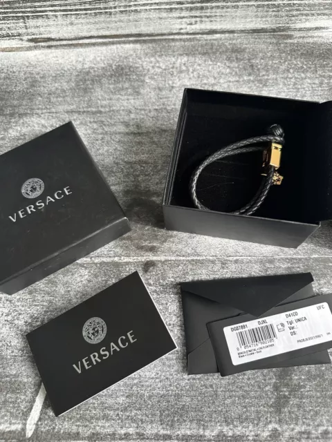 Versace Men's Bracelet Medusa Hibiscus Black leather