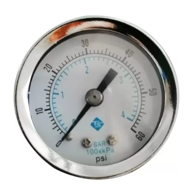 1/8" NPT Air Compressor / Hydraulic Pressure Gauge 0-60 PSI Back Mount 1.5"