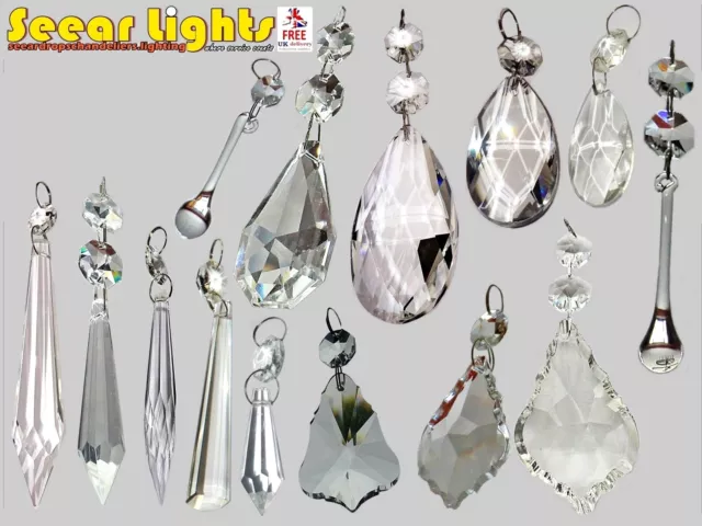 Choice of Droplets Cut Glass Drops Beads Vintage Wedding Chandelier Prisms Retro