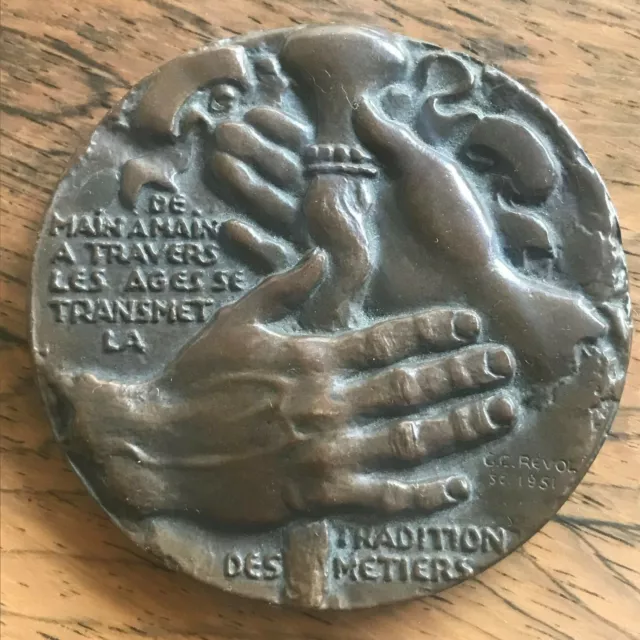 Médaille en bronze Transport de l'Ouest sculpteur GC Quérolle 1951 French Medal
