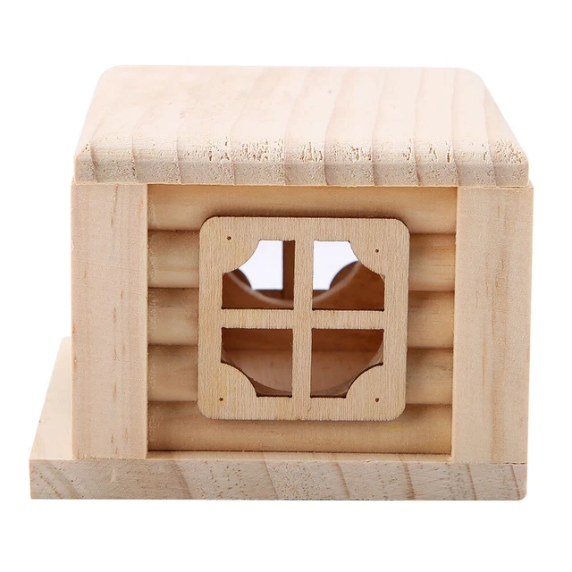 1Pc Natürliche Hölzerne Hamster Haus Flache Spitze Hütte Ratte Hütte Maus Käfig 2