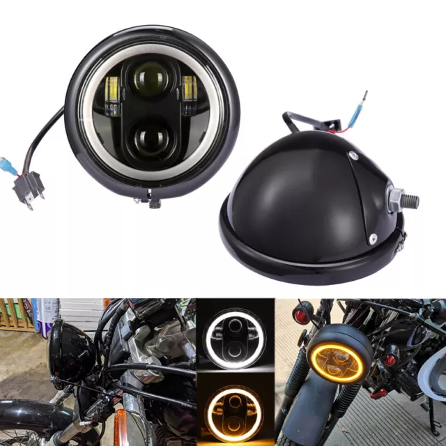5.75 LED Projector Headlight + Housing Bucket For Harley Sportster XL 883 1200