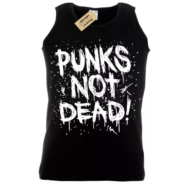 Punk Not Dead Canottiera S-2XL Serigrafato Uomo Punk Gilet Rétro Grunge