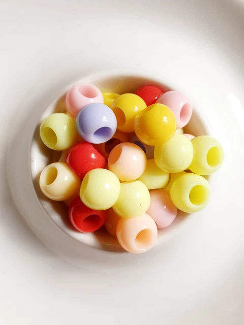 20 x Großloch Acrylperlen zum Basteln Schmuckherstellung ♥ Beads Bunt Ø 8x10mm