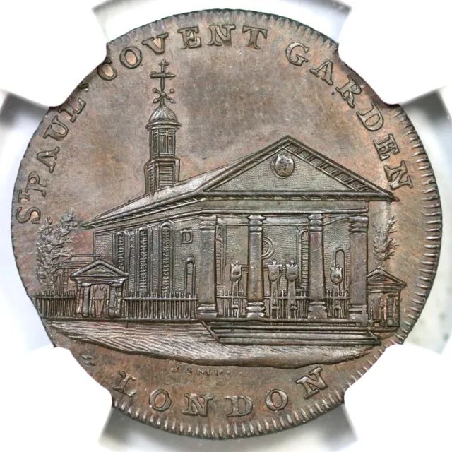 1795 D&H-522A NGC MS 63 BN Milled Edge MIDDLESEX - SKIDMORE'S Conder Token 1/2p