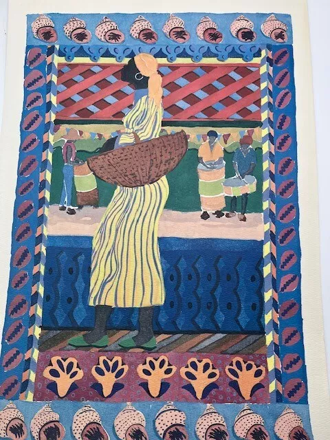 "Daughtah" Signed 1985 ML ERTE Print Haiti Art