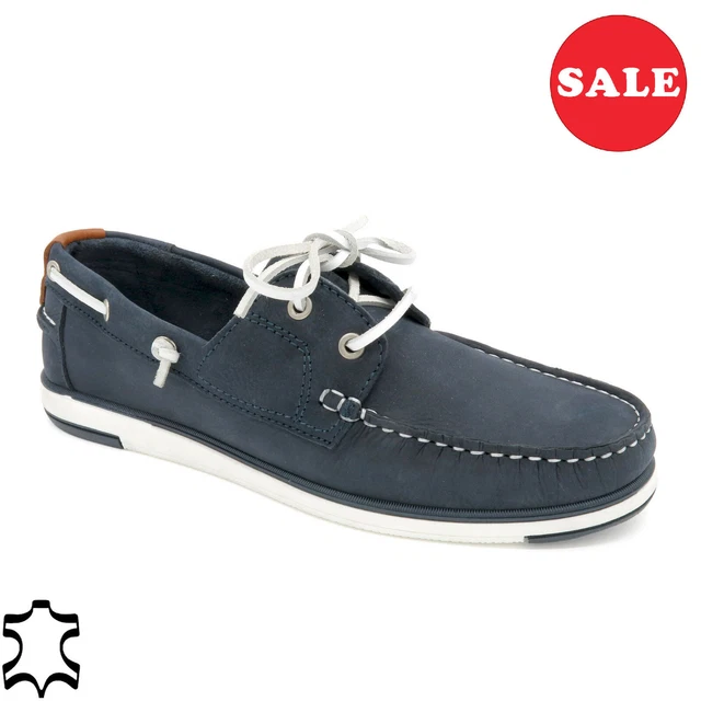 HOMME MOCASSIN CUIR Bleu Mokassin Chaussures Bateau cousu Goodyear