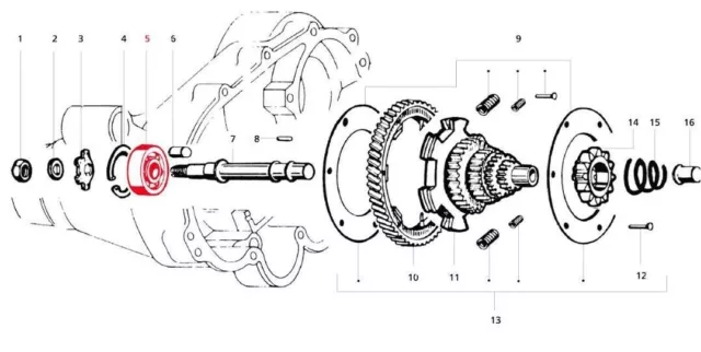 Vespa Input Shaft Gear Cluster Bearing GT GTS Sprint Super TS MK1 P125 150X 1...